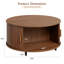 31.5" Modern Round Coffee Table With 360° Curved Sliding Door-1323270125