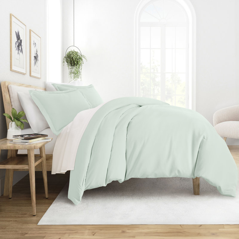Super Soft Double Brushed Duvet Cover Set, Full/Queen Duvet Cover + 2 Standard Shams, Mint