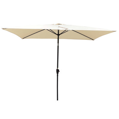 Parasol imperméable d'extérieur 6 x 9 pi avec manivelle et bouton poussoir inclinable sans rabat pour le jardin