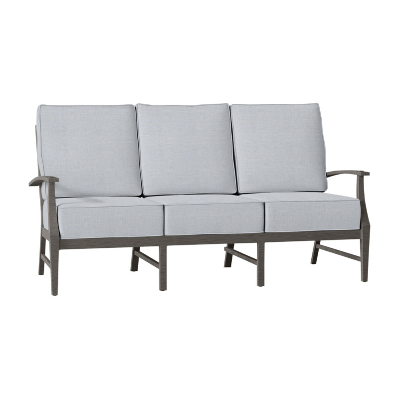 Canapé d'extérieur en fonte Croquet, Welt + Standard Fill, Lin chambray, Gris ardoise