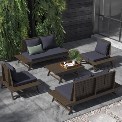 Aticus Acacia 6 - Person Patio Conversation Set with Cushions