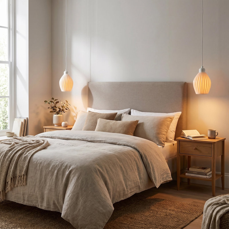 Curvy White Gloss Ceramic Pendant Lamp Shade With Line Rippled Body By 