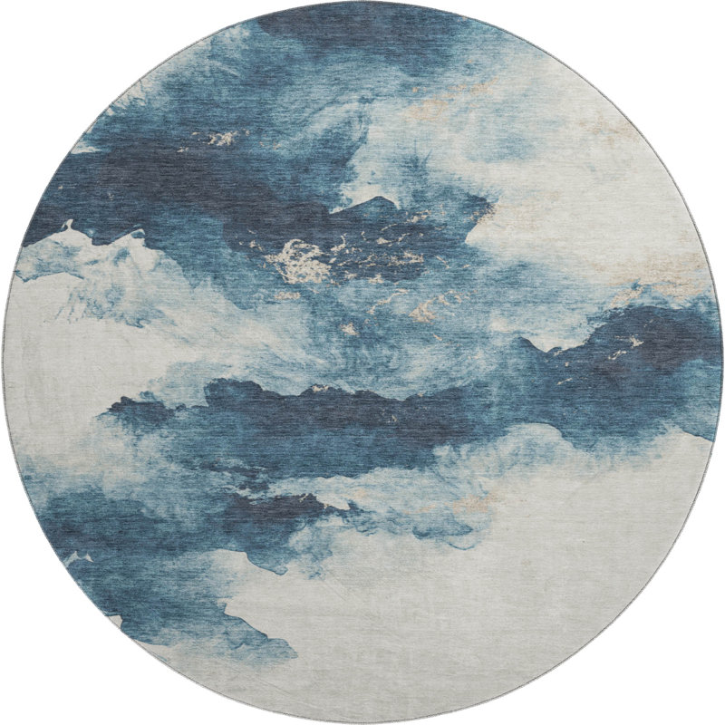 Tapis moderne lavable à la machine de qualité supérieure AMF1801, Rond 8 pi