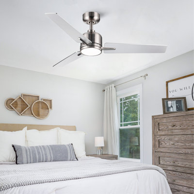 48" Brushed Nickel Lowe Profile Ceiling Fan With Light