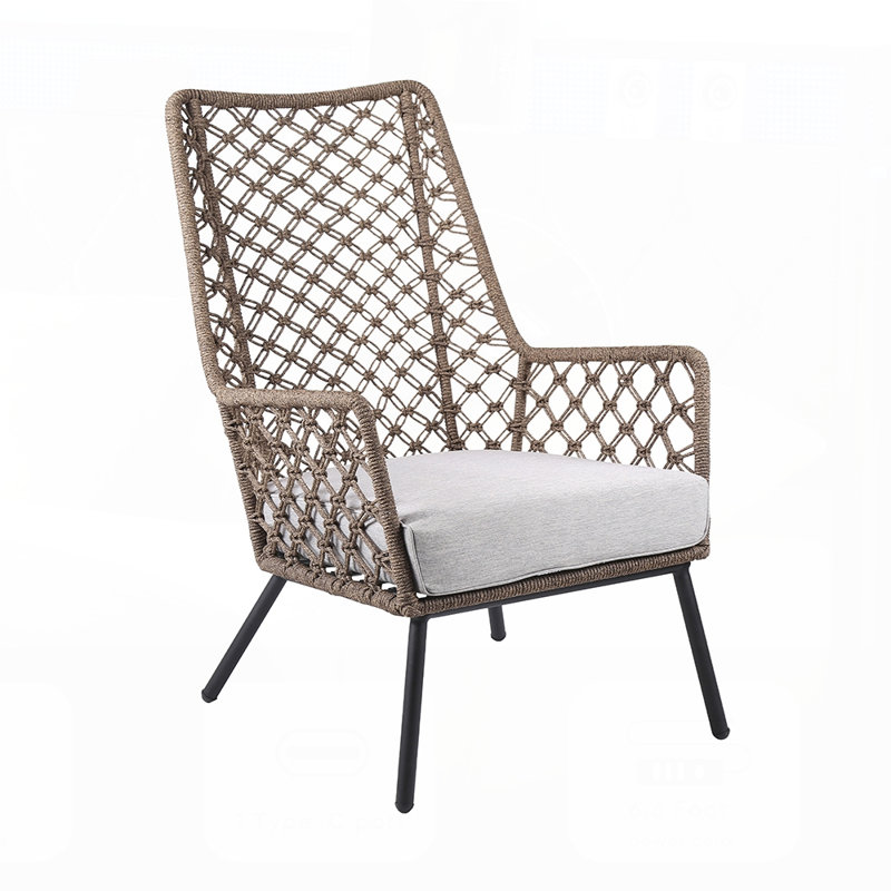 Méridienne d'extérieur en acier Marco avec tissage durable et coussins amovibles, Gris / truffe