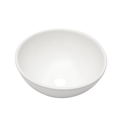 13"L White Ceramic Vessel Bathroom Sink Circular Drop-in Vanity Sink