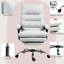 Chaise de bureau en microfibre grise avec inclinaison chauffante, vibration à cinq modes, repose-pieds, inclinaison de 135 po, courbée, hauteur réglable, chauffage lombaire, capacité d'inclinaison de 266 lb, six points