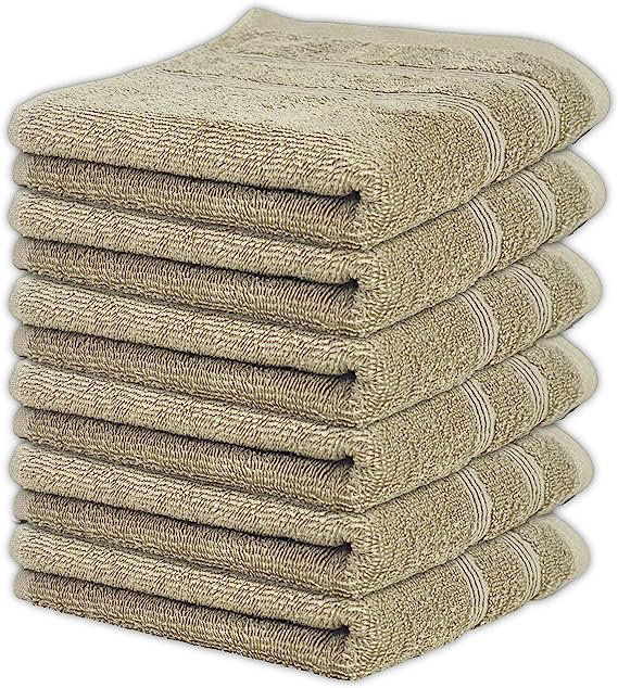 Kaufman Premium 100% Cotton | Hand & Face Towels Set For Bathroom, Spa, Gym, and More, Linen