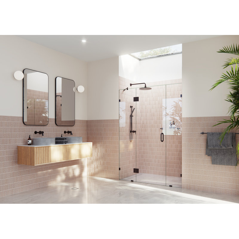 Stellar 58 in. W x 78 in. H Fully Frameless 3 Panel Inline Glass Hinged Shower Enclosure, Oil Rubbed Bronze
