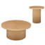 Ensemble de 2 tables basses et table de bout cannelées en bois massif avec base cylindrique, tables de salon modernes fabriquées à la main-1890535573