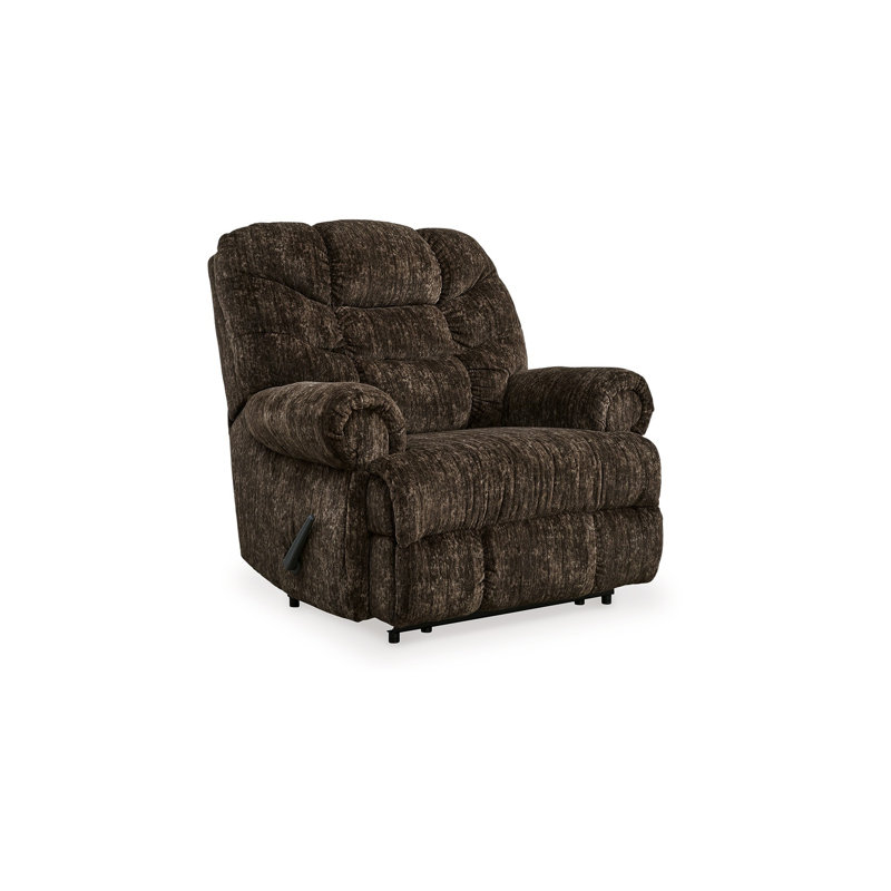 Fauteuil inclinable manuel, mur zéro, velours de polyester taupe moelleux Mikey, Chocolat / Brun