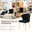 Fauteuil de salle à manger moderne à oreilles en velours capitonné avec pieds en métal-966130664