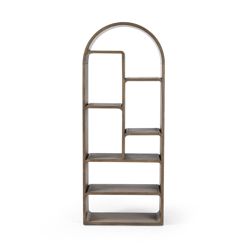 Risa Geometric Bookcase, Rustic Gray