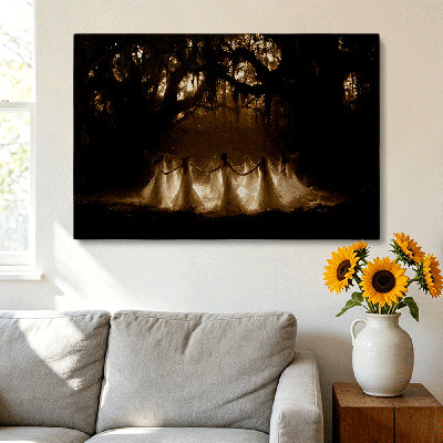  Dark Cottagecore Enchanted Fairy Circle Canvas Art Gallery Wrapped - Master Bedroom 40*28 inch(100*70*2cm)