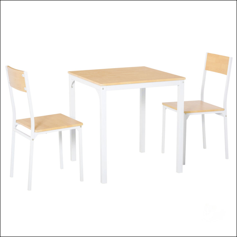 3-Piece Wooden Square Dining Table Set
