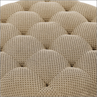 Round Storage Ottoman With Tray, Modern Tufted Fabric Circle Coffee Table, Upholstered With Removable Top For Living Room And Bedroom