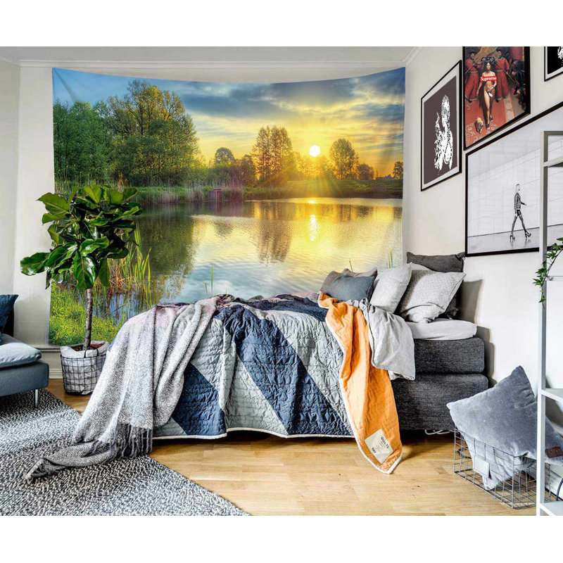 Polyester lever de soleil sur le lac de Pologne avec accessoires de suspension inclus
