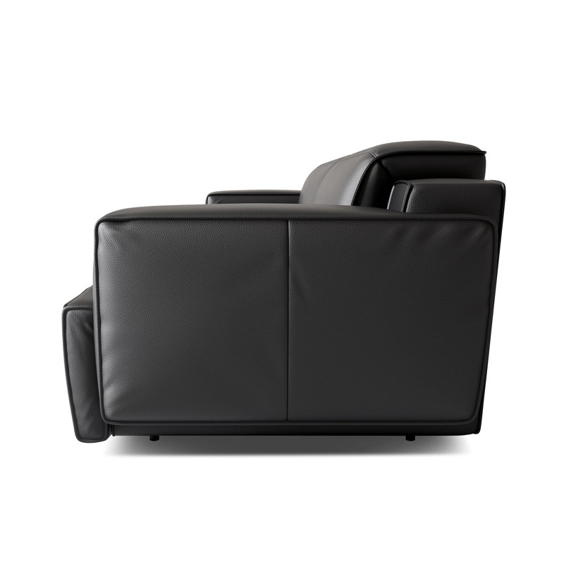 Canapé inclinable en cuir Valentina, Polyuréthane noir