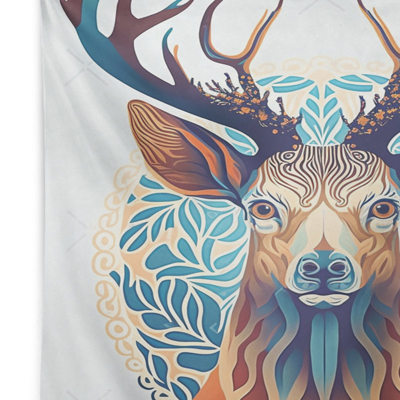 Polyester en polyester avec tapisserie bleue et brune, H 32 po x l 39 po