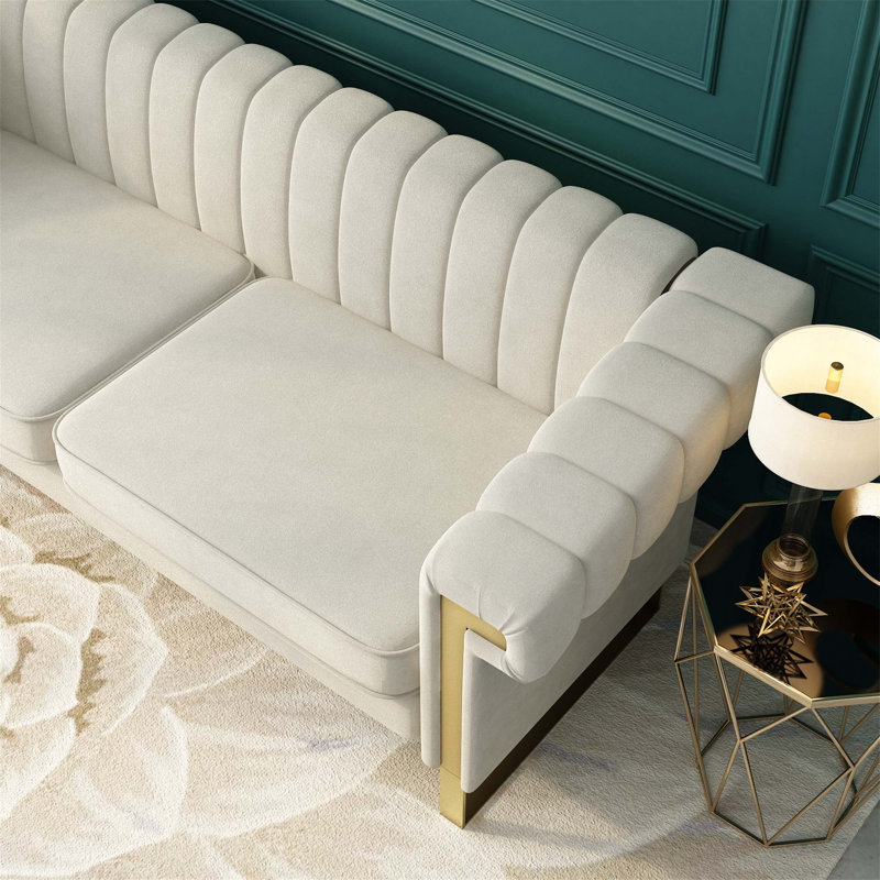 Canapé fonctionnel et confortable au design moderne, idéal pour les petits espaces et facile à assembler, Blanc, crème