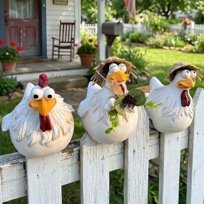 Funny Farm Chickens Statues