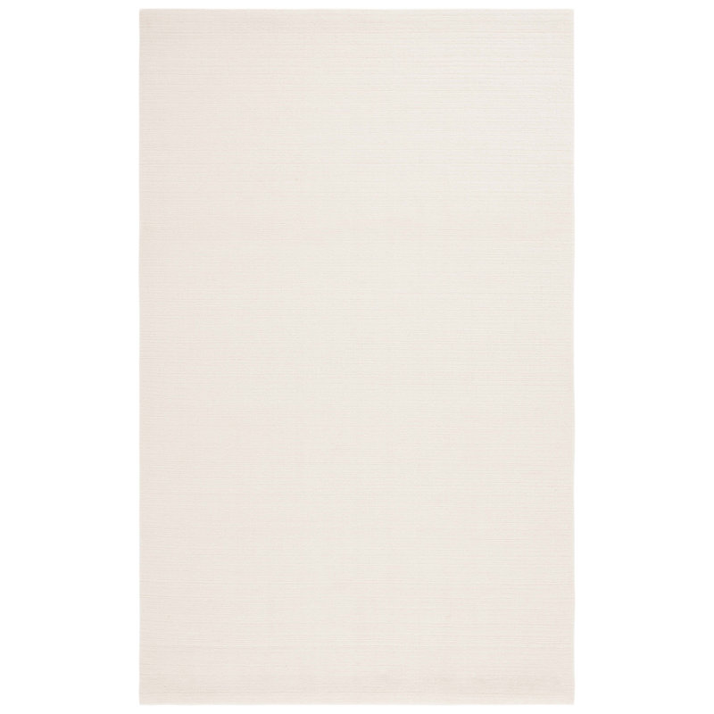 Wyndid Hand Loomed Wool/Cotton Solid Color Rug in Ivory, Rectangle 9' x 12'
