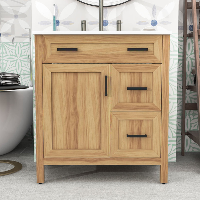30" Bathroom Vanity with 1 Soft Close Doors, Drawers and Shelf