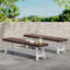 Bancs d'extérieur Carlisle, brun foncé sablé + blanc (ensemble de 2)-24344961