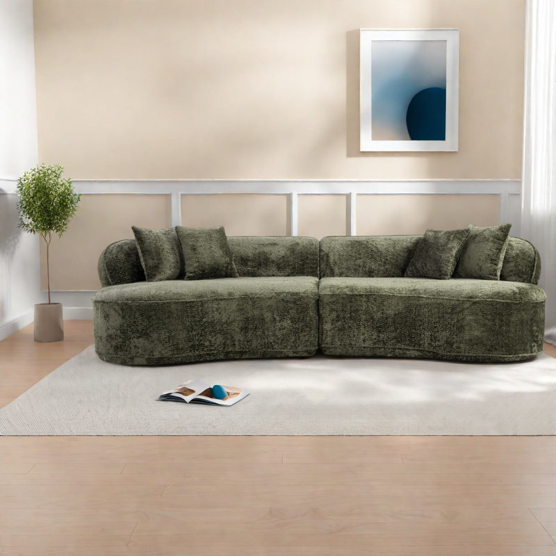 Luxueux canapés en mousse verte, conception courbée moderne pour tout espace