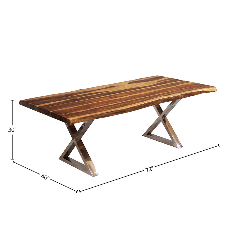 Table de salle à manger Genisse, Acier Inoxydable, L 72 po x l 40 po, Brun / brun clair