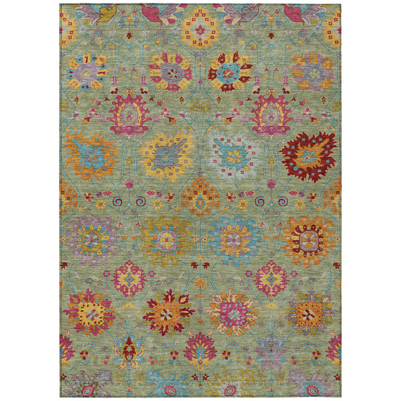Machine Washable Indoor/Outdoor Chantille ACN2288 Damask Rug, Rectangle 2'6" x 3'10"
