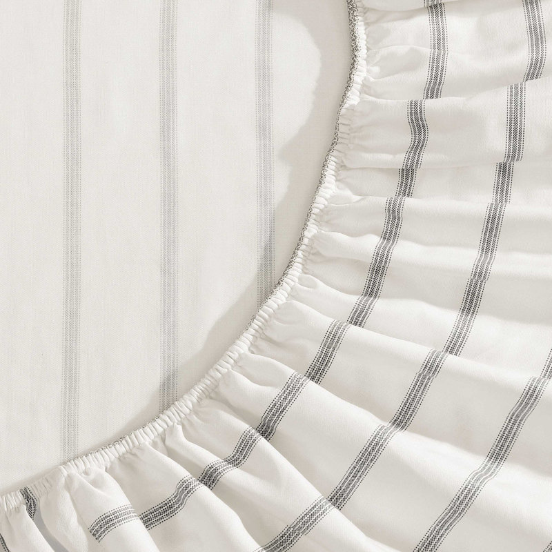 100% Cotton Standard Striped Sheet Set, Queen Sheet Set with 2 Pillowcases