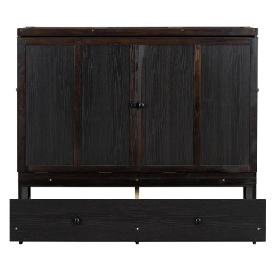 Lit escamotable en bois avec port USB et grand tiroir Kerensa