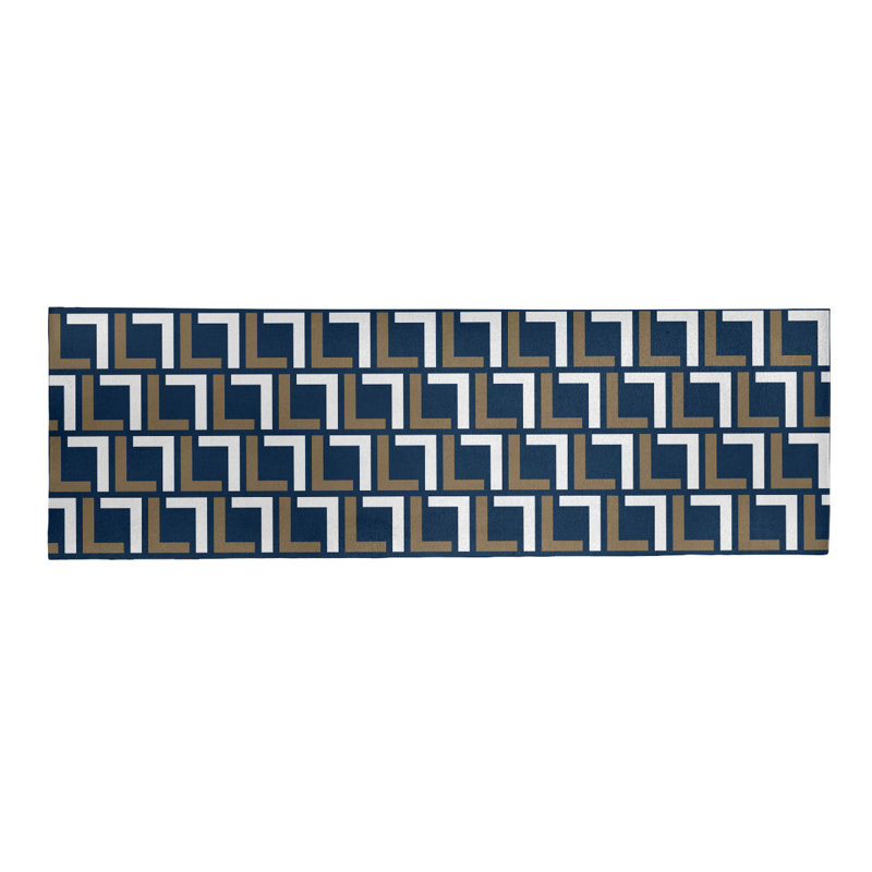 Tapis de couloir à motif géométrique bleu
