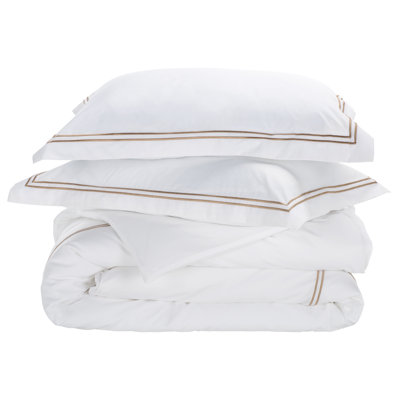 2-Line Embroidered Hotel Duvet Cover 3 Piece