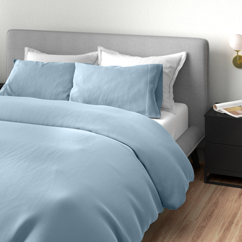 Cotton Solid Colour Duvet Cover Set with Pillowcases, White, Single Duvet Cover + 1 Standard Pillowcase