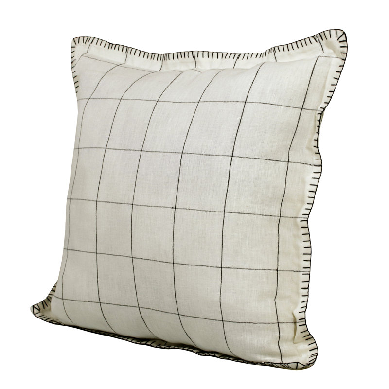 Plaid Linen Throw Square Pillow Cover, Polyester