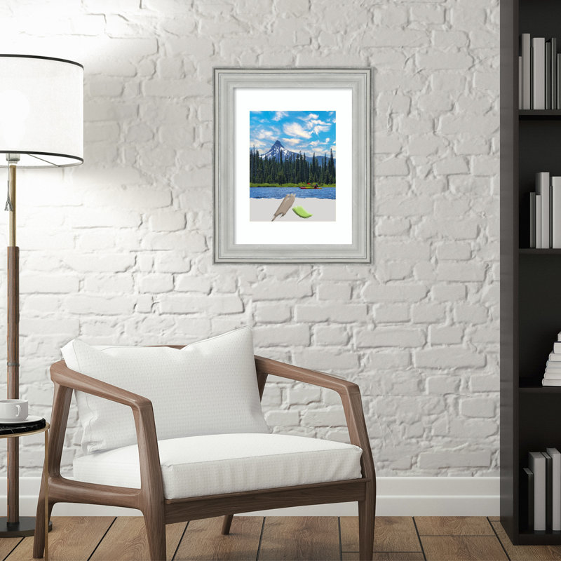 Asencion Silver Wood Picture Frame with Mat, 11" x 14"
