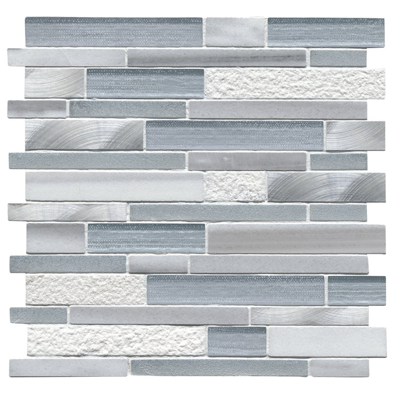 Alessio Interlocking 12 in. x 12 in. Glass, Stone and Metal Blend Mosaic Wall Tile