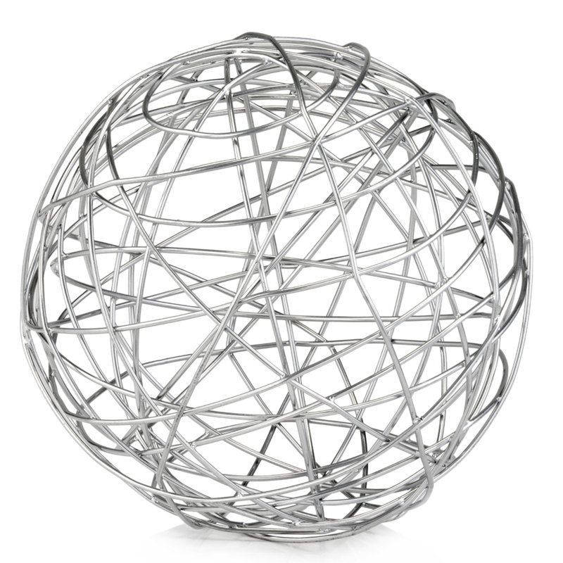 Daniyal Silver Extra Large Wire Sphere, 12" H x 12" W x 12" D