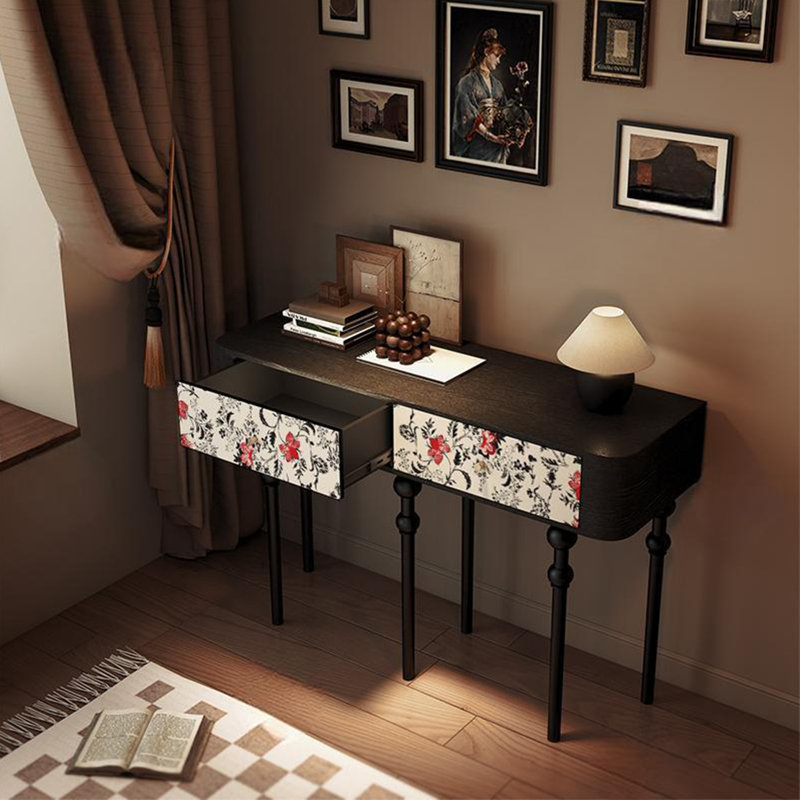 Retro Minimalist Elegant Console Table, Black