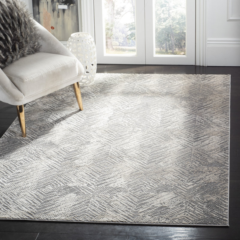 Edvin Geometric Ivory/Grey Area Rug, Rectangle 9' x 12'