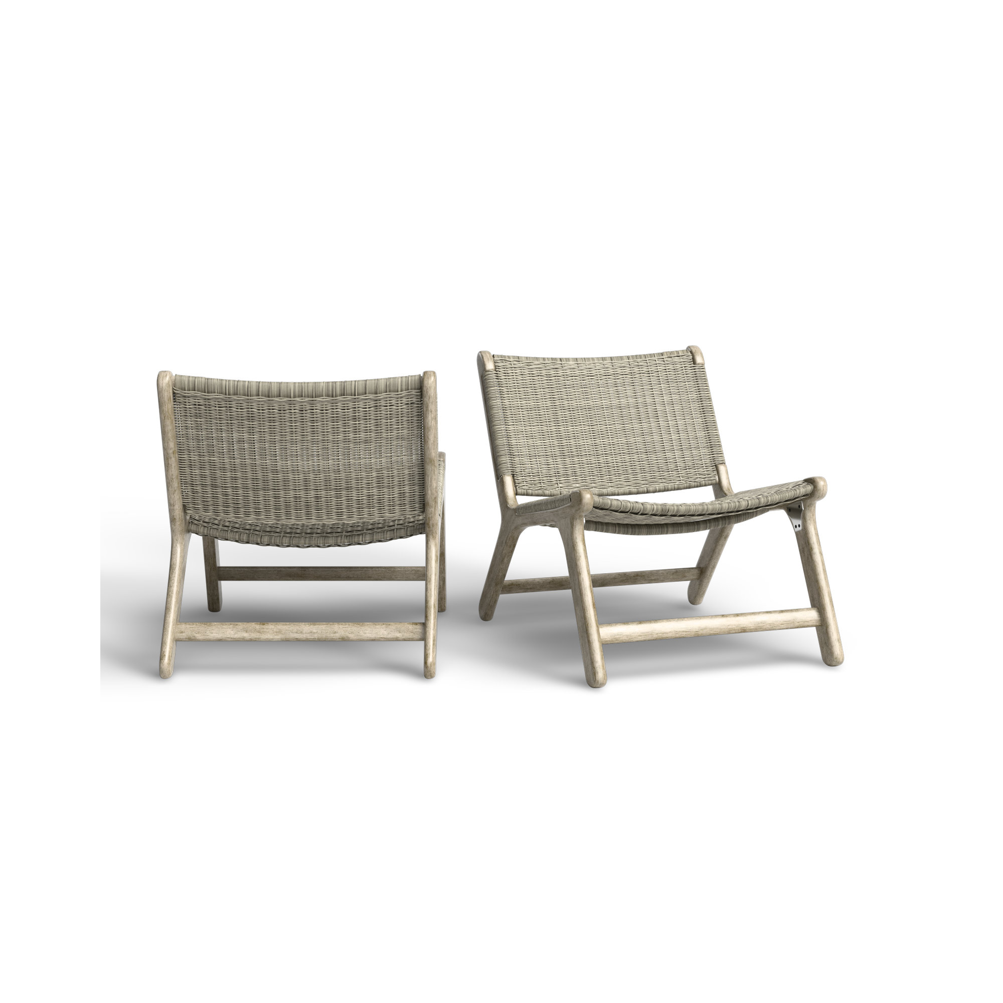 Almira Teak Outdoor Armless Lounge Chair, Driftwood Teak, Gray