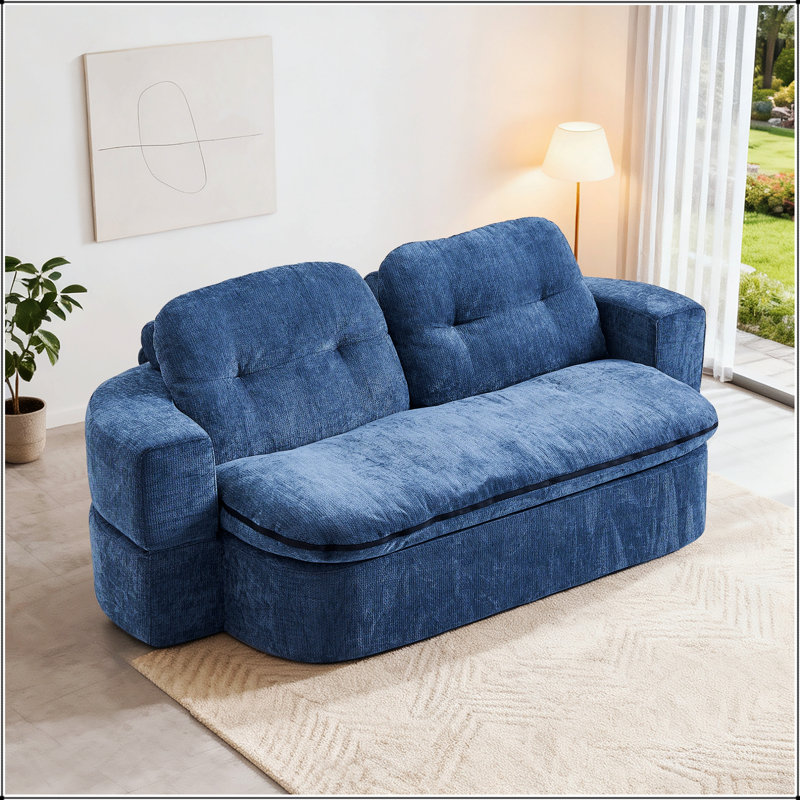 Canapé convertible moderne avec 2 coussins, tissu en velours côtelé, rembourré de mousse, aucun assemblage requis, idéal pour le salon et la salle de jeux