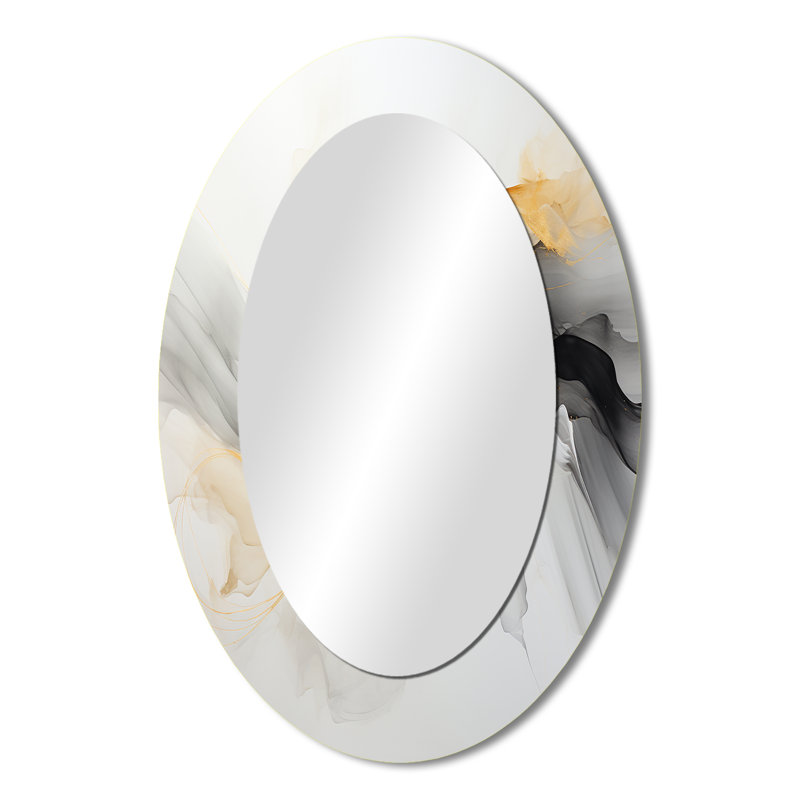 Miroir mural oval sur fond jaune, 36 po x 24 po