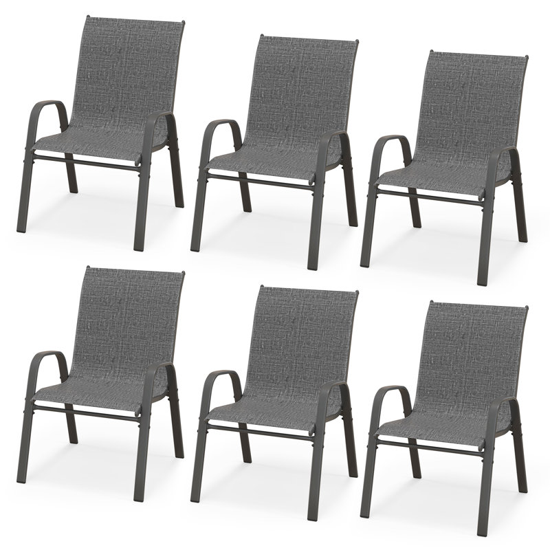 Ensemble de 6 chaises de patio pour l'extérieur, Gris