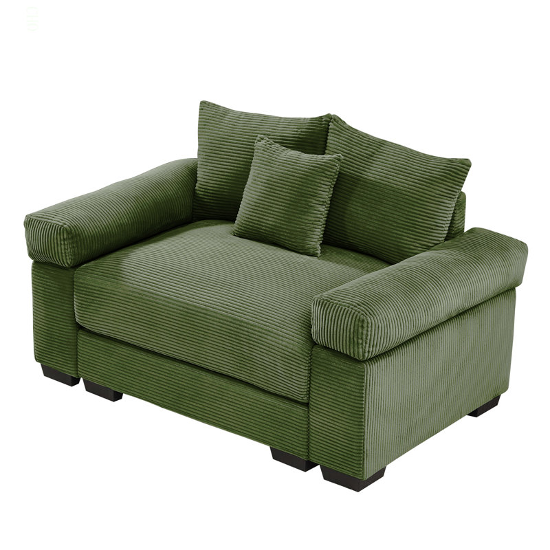 Canapé modulaire surdimensionné en forme de nuage de 54,3 po, accoudoirs très épais, bons coussins de résilience, conception ergonomique en velours côtelé de qualité supérieure, assemblage facile pour le salon, vert