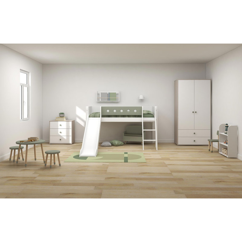 White Loft Bed Bed Frame, White/Grey