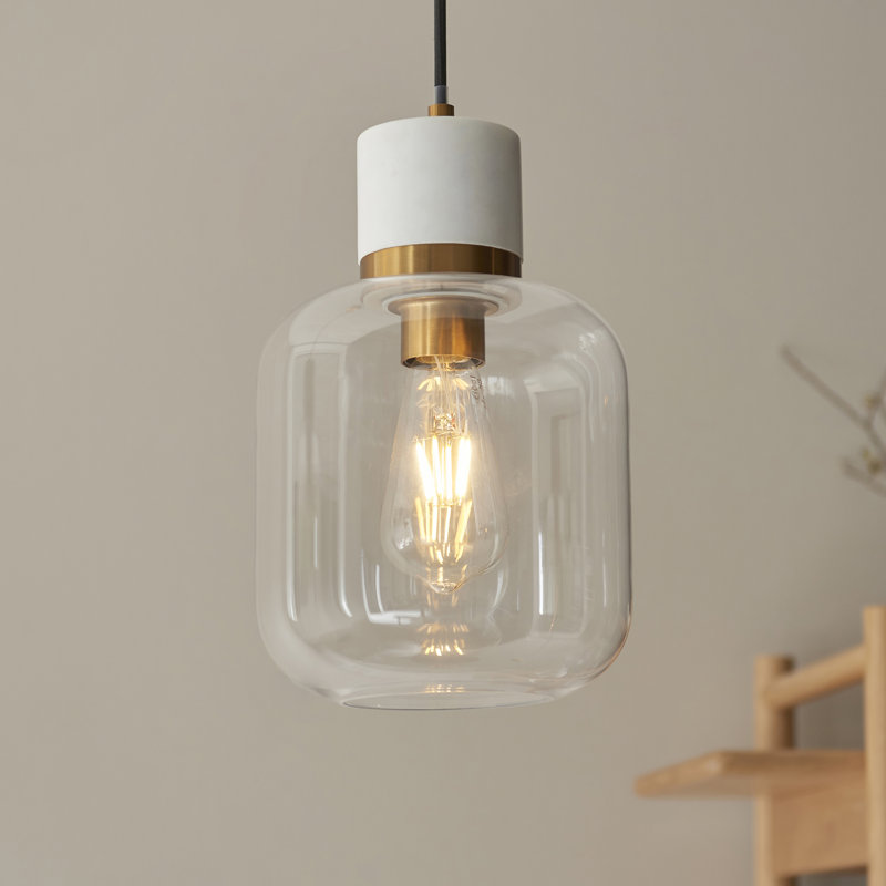 1 - Light Brass Pendant, White