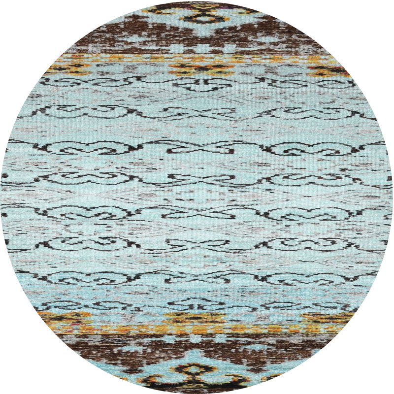 Tapis bleu/brun contemporain, Rond 4 pi
